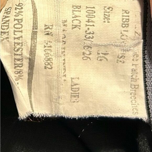 Tuff Rider Black Ribbed Front Zip Stretch Knee Breeches Riding Pants Size 26 - Picture 6 of 9